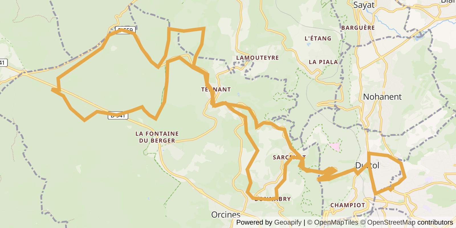 Carte du parcours Boucle tout-terrain