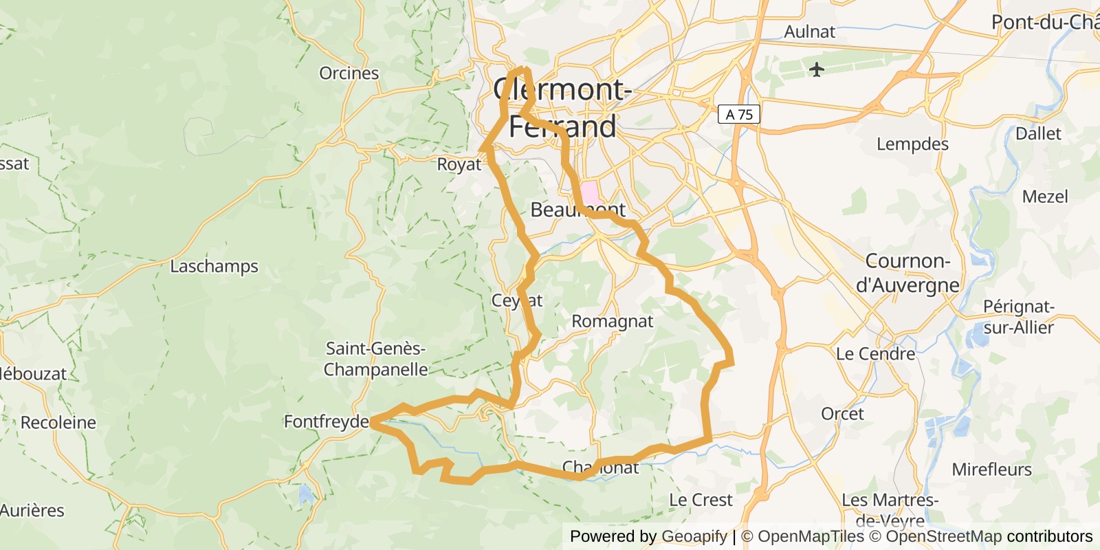 Carte du parcours Mix asphalte et terre